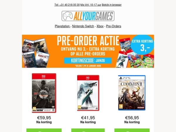 Eindelijk weer extra korting op alle pre-orders!