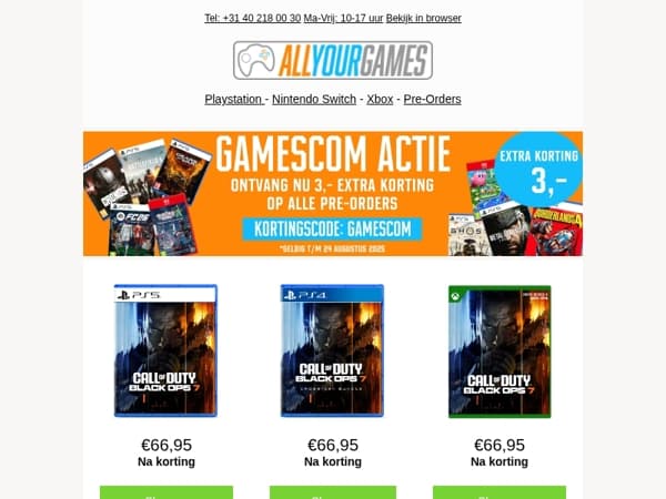 GAMESCOM: Extra korting op alle pre-orders!