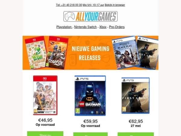 Check de laatste gaming releases + pre-orders!