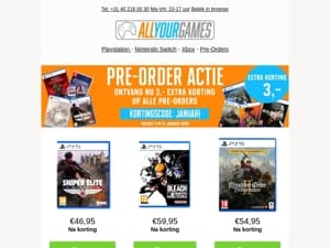 Laatste dag: extra korting op alle pre-orders!
