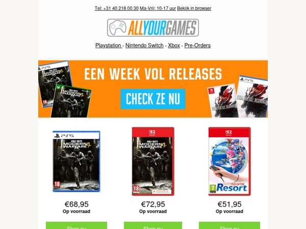 Op voorraad: Call of Duty Modern Warfare 4 & Final Fantasy Resonance & Switch Sports