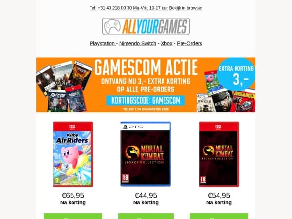 Nu extra korting op alle pre-orders!
