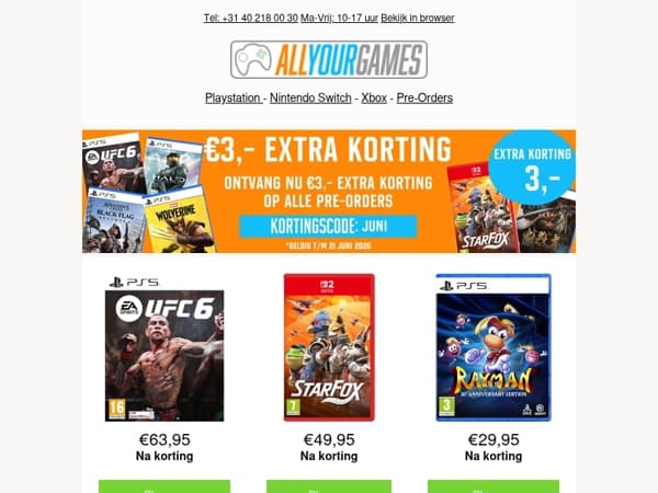 Laatste dag: 3 euro extra korting op pre-orders!