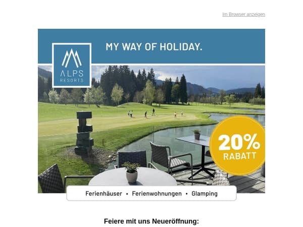 Mail, -20% auf neue Resorts in Tirol! 🎉