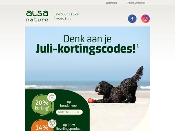 ❗Niet vergeten! 20% op alle voeding of snacks & 14% op een product naar keuze