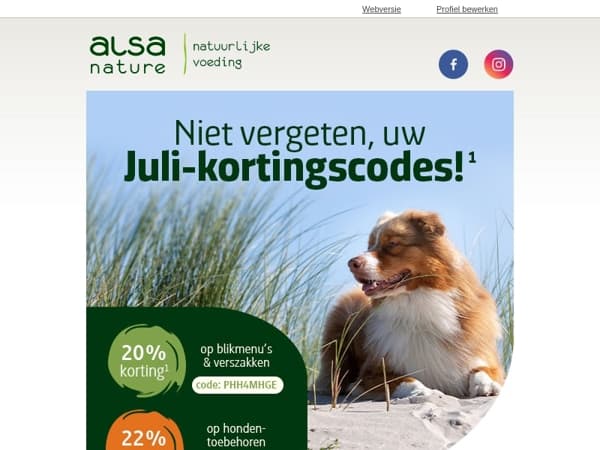 22% op hondentoebehoren & 20% op natvoer* 🐾