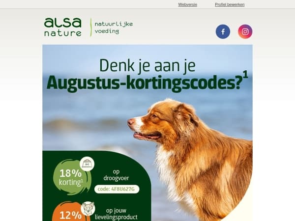 ❗Niet vergeten! 18% op droogvoeding & 12% op een product naar keuze