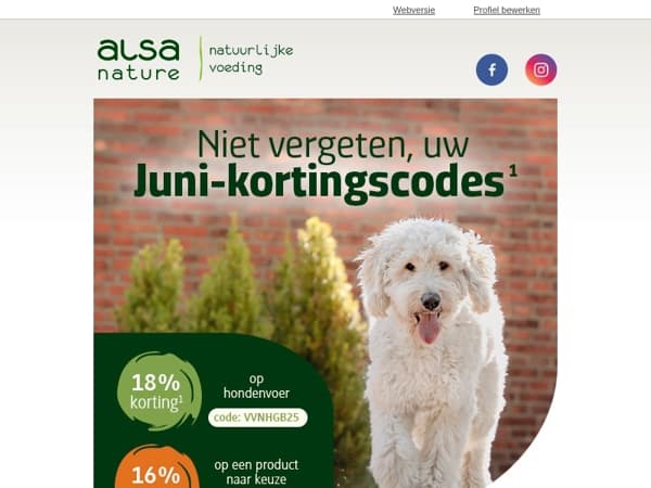 16% op product naar keuze & 18% op hondenvoer* 🐾