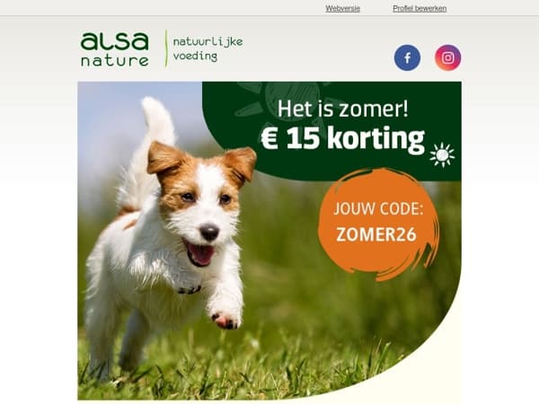 🌞 Nu 15,- Zomerkorting!