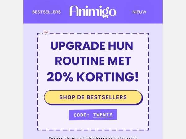 20% korting, wat ze ook nodig hebben