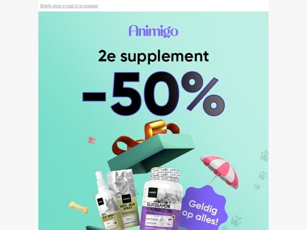 Nu 50% korting op je 2e product 🐶