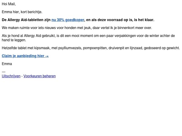 Een kort berichtje over Allergy Aid