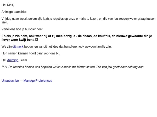Hoe heet je huisdier?