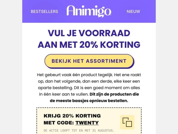 Je 20% korting nog niet gebruikt?