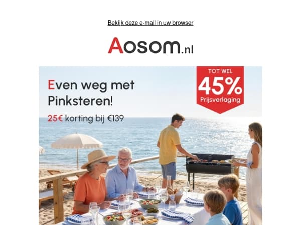 🕊️ Pinksterweekend weg? Pak dan meteen deze deal: 45% korting of 25€ extra bij 139€+