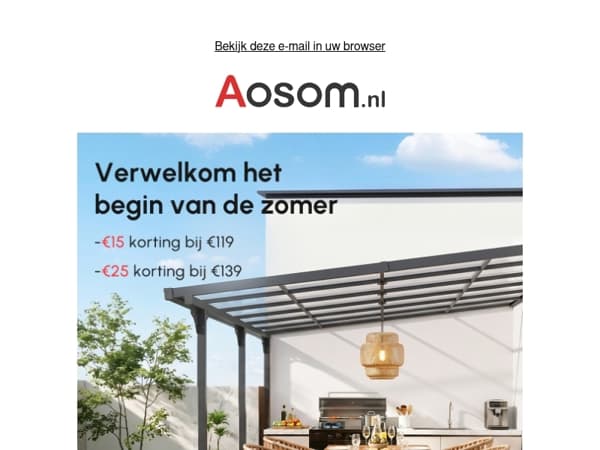 ⛱️ Zomerkorting vroeg erbij! 💥 15€ van 119€ af of 25€ extra bij bestellingen boven 139€