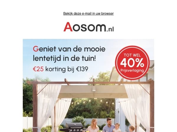 🌷 Spring Sale: tot 40% korting of 25€ extra – geniet met uw gezin in de tuin!