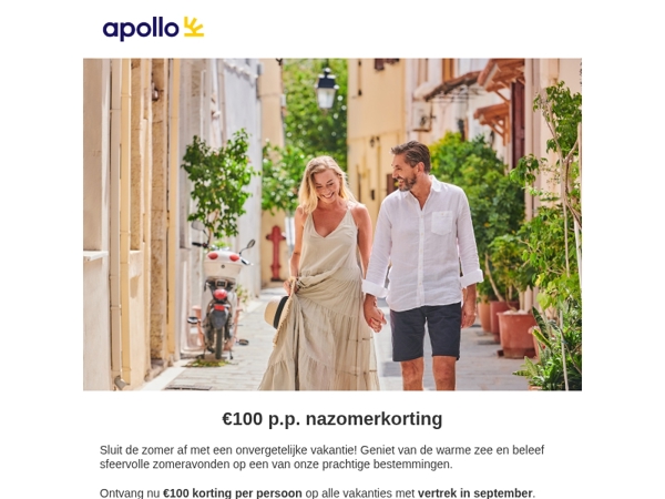 €100 korting p.p. op alle september vakanties