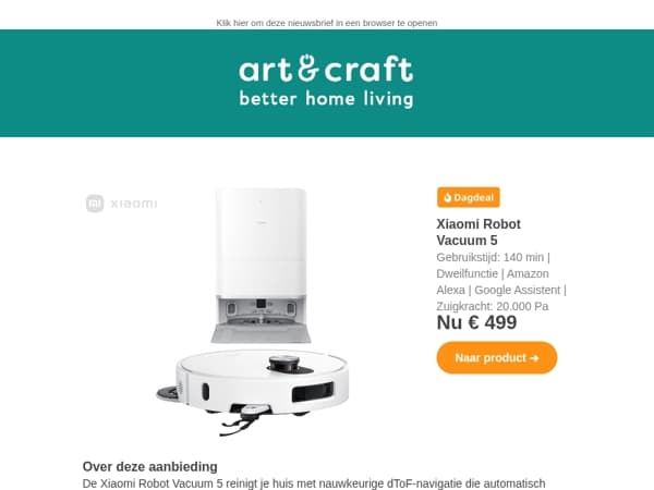 DAGDEAL: Xiaomi 5 Robotstofzuiger 🔥