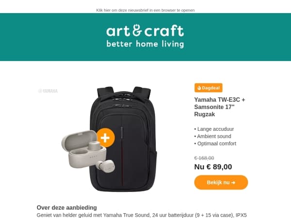 DAGDEAL: Samsonite rugzak + gratis Yamaha Oortjes 🔥