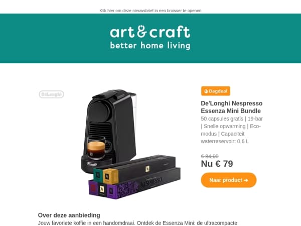 DAGDEAL: De'Longhi Nespresso Essenza Mini Bundle 🔥