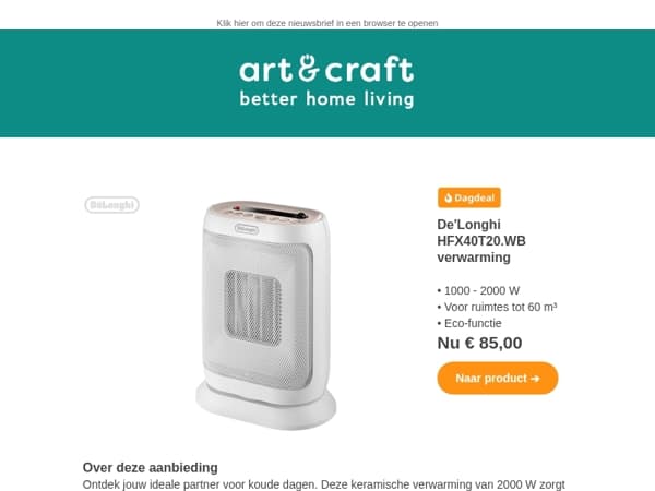 DAGDEAL: De'Longhi Keramische Verwarming HFX40T20.WB 🔥