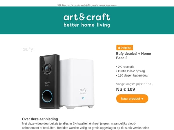 DAGDEAL: Eufy video deurbel + Home Base 2