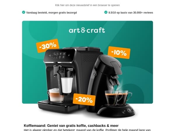 Ontdek alle acties & cashbacks op koffiemachines🔥