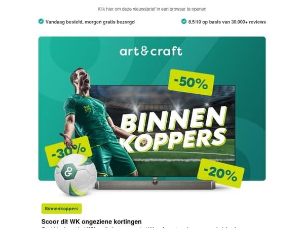 Hoge kortingen op TV's, soundbars & meer! ⚽
