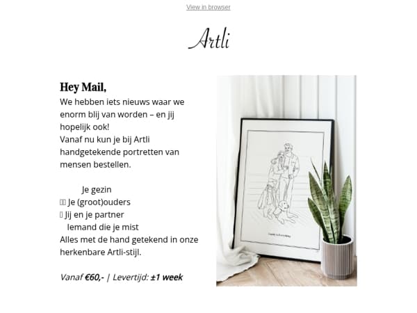 Nieuw bij Artli: Portretten van de mensen die je liefhebt ❤️