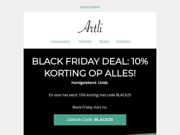 Black Friday begint nu - 10% korting op alles