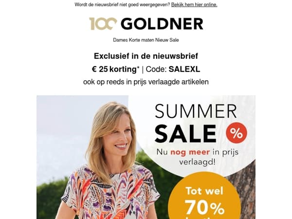€ 25 korting – exclusief in de nieuwsbrief