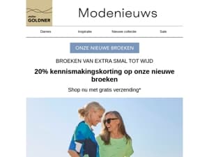 20% korting op onze nieuwe broeken