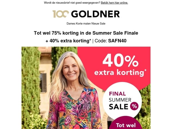 📢 40% extra korting tijdens de Summer Sale Finale