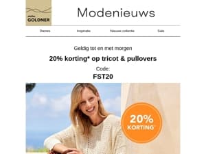 Geldig tot en met morgen: 20% korting op tricot & pullovers