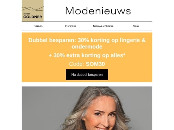 Dubbel besparen: 30% korting op lingerie + 30% extra korting op alles