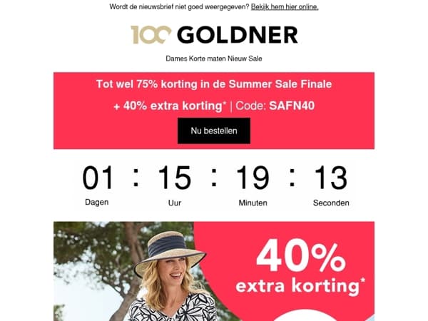 De extra korting van 40% loopt over enkele uren af