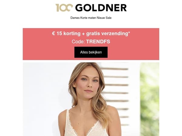 € 15 korting + gratis verzending op uw eerstvolgende bestelling