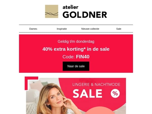 Nachtmode & lingerie in de sale – profiteer nu van 40% extra korting