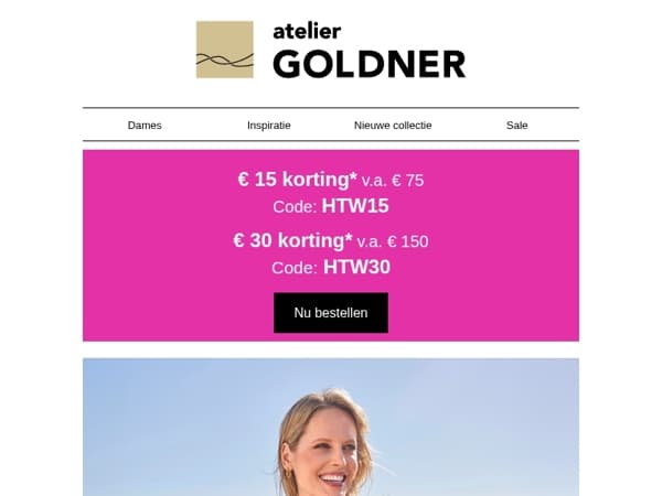 Nu shoppen met een korting van € 15 of € 30