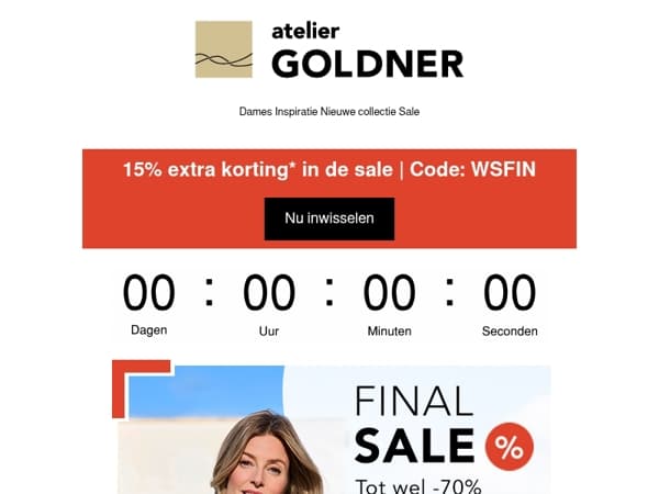 15% extra korting op alle artikelen in de sale