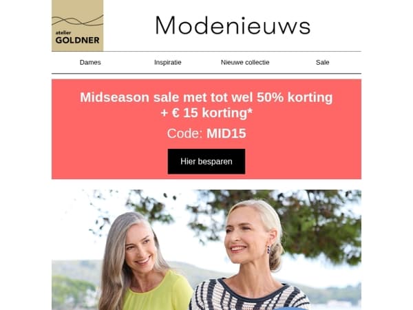 Midseason sale: nu € 15 extra korting!