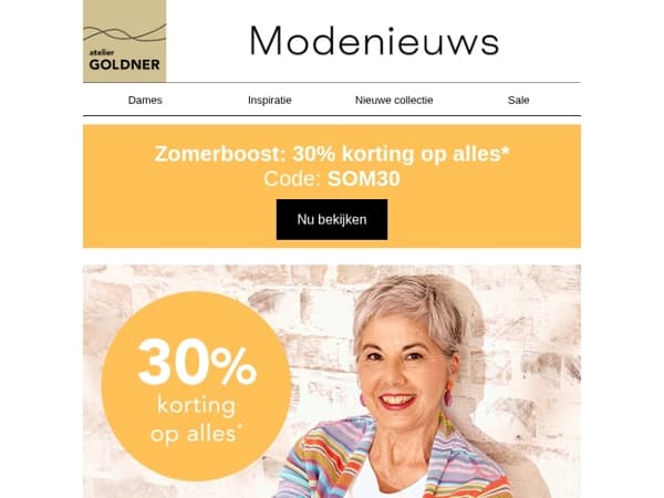 30% korting op alles! 🥳Ons motto voor de zomer: durf kleur te dragen