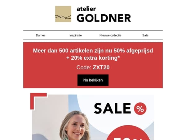 50% korting + 20% extra korting!