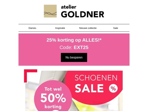 Bespaar 25% extra op schoenen