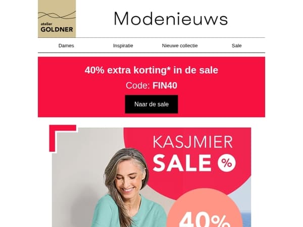 Kasjmier: 40% extra korting in de sale