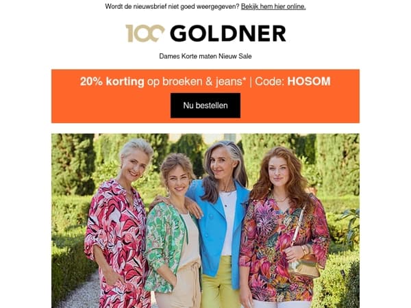 Eindigt over een paar uur: 20% korting op alle broeken