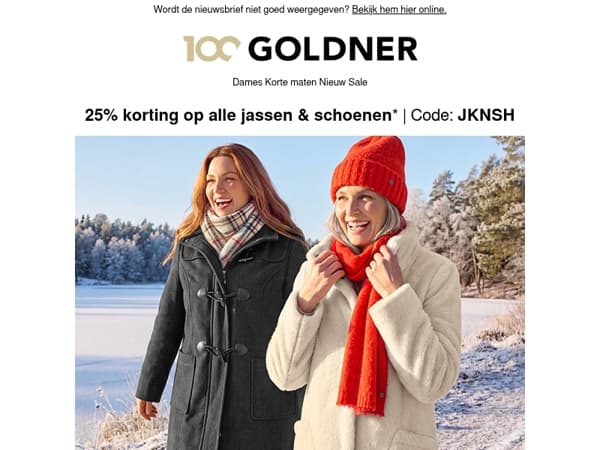 25% korting op jassen & schoenen