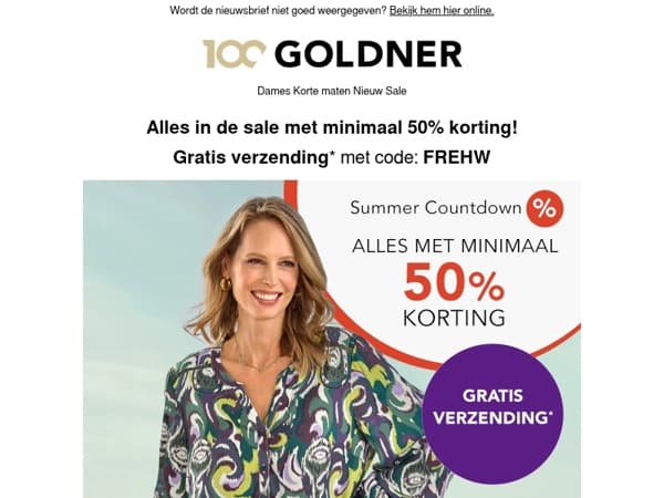 Alles voor de helft + gratis verzending