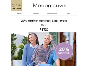 20% korting op tricot & pullovers
